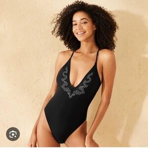 NEW Wils Fable Elegant Black Swimsuit W/ Removable Pads Womens Small